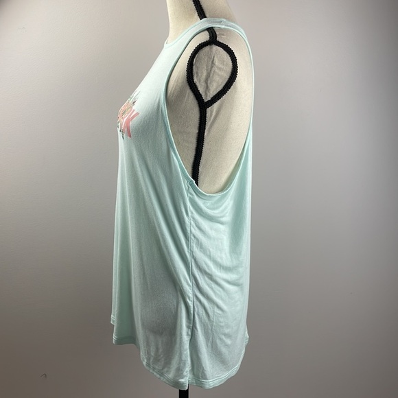 Gymshark Tank Top SZ S Light Blue Embroidered Flowers on Front Stretchy Soft - Picture 5 of 10